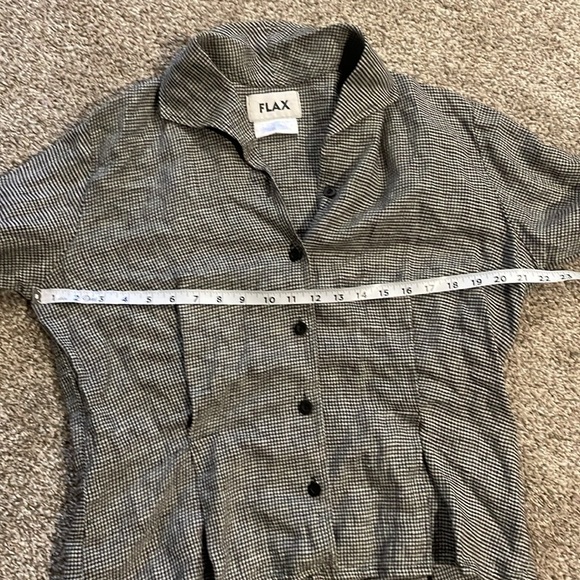 Flax linen Checked Black White Lightweight Blazer Size Medium - Picture 6 of 7